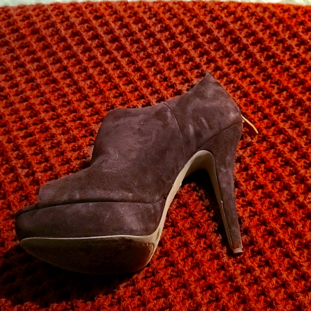 Brown Suede Platform Heel